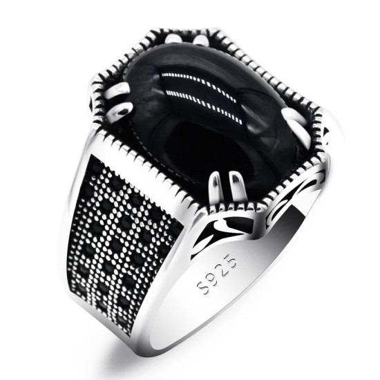 Nuevo Anillo de ágata Natural, anillo de Plata de Ley 925 para hombre, accesorio de piedra espinela, regalo del Día de San Valentín para mujer Nuevo Anillo de ágata Natural, anillo de Plata de Ley 925 para hombre, accesorio de piedra espinela, regalo del Día de San Valentín para mujer - malaquita tienda 36