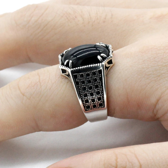 Nuevo Anillo de ágata Natural, anillo de Plata de Ley 925 para hombre, accesorio de piedra espinela, regalo del Día de San Valentín para mujer Nuevo Anillo de ágata Natural, anillo de Plata de Ley 925 para hombre, accesorio de piedra espinela, regalo del Día de San Valentín para mujer - malaquita tienda 36