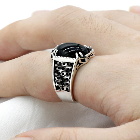 Nuevo Anillo de ágata Natural, anillo de Plata de Ley 925 para hombre, accesorio de piedra espinela, regalo del Día de San Valentín para mujer Nuevo Anillo de ágata Natural, anillo de Plata de Ley 925 para hombre, accesorio de piedra espinela, regalo del Día de San Valentín para mujer - malaquita tienda 36