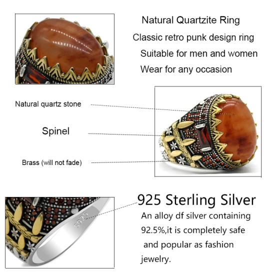 Anillo de Plata de Ley 925 con piedra de cuarzo Natural ovalada para hombre, diseño de ajuste de garra, moda Punk, regalo de joyas de fiesta Popular para hombre Anillo de Plata de Ley 925 con piedra de cuarzo Natural ovalada para hombre, diseño de ajuste de garra, moda Punk, regalo de joyas de fiesta Popular para hombre - malaquita tienda 36