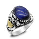 Anillo de plata de ley S925, ojo de tigre azul Natural hecho a mano, anillo de regalo de lujo para fiesta de vacaciones Punk Türkiye Anillo de plata de ley S925, ojo de tigre azul Natural hecho a mano, anillo de regalo de lujo para fiesta de vacaciones Punk Türkiye - malaquita tienda 36