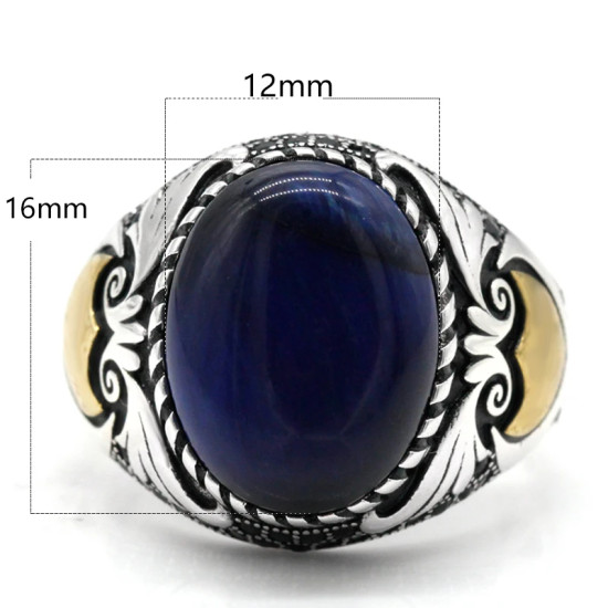 Anillo de plata de ley S925, ojo de tigre azul Natural hecho a mano, anillo de regalo de lujo para fiesta de vacaciones Punk Türkiye Anillo de plata de ley S925, ojo de tigre azul Natural hecho a mano, anillo de regalo de lujo para fiesta de vacaciones Punk Türkiye - malaquita tienda 36