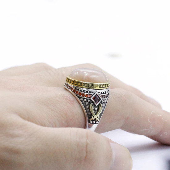 Roca de cuarzo natural combinada con diseño de conjunto de anillos de plata de ley 925 para hombre, anillo de joyería de estilo Punk Popular para hombre, regalo gratis Roca de cuarzo natural combinada con diseño de conjunto de anillos de plata de ley 925 para hombre, anillo de joyería de estilo Punk Popular para hombre, regalo gratis - malaquita tienda 36