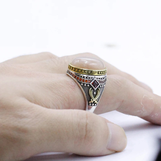 Roca de cuarzo natural combinada con diseño de conjunto de anillos de plata de ley 925 para hombre, anillo de joyería de estilo Punk Popular para hombre, regalo gratis Roca de cuarzo natural combinada con diseño de conjunto de anillos de plata de ley 925 para hombre, anillo de joyería de estilo Punk Popular para hombre, regalo gratis - malaquita tienda 36